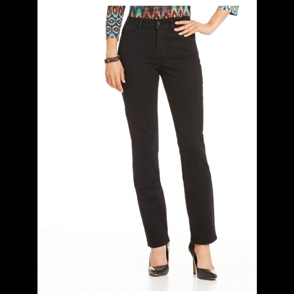 NYDJ Straight Black Jeans with Beaded Pockets